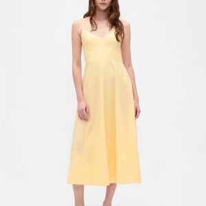 GAP Pale Yellow Spaghetti-Strap Midi Dress